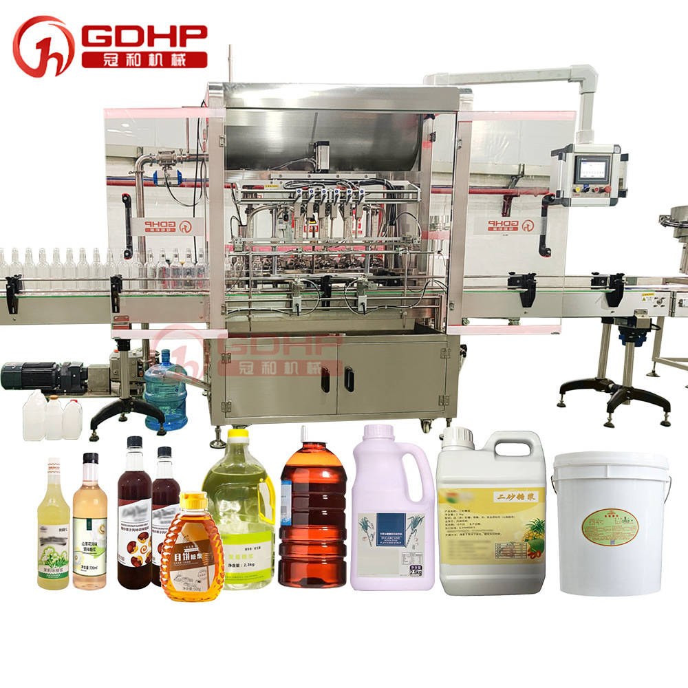 奶茶飲料糖漿灌裝旋蓋封膜生產(chǎn)線